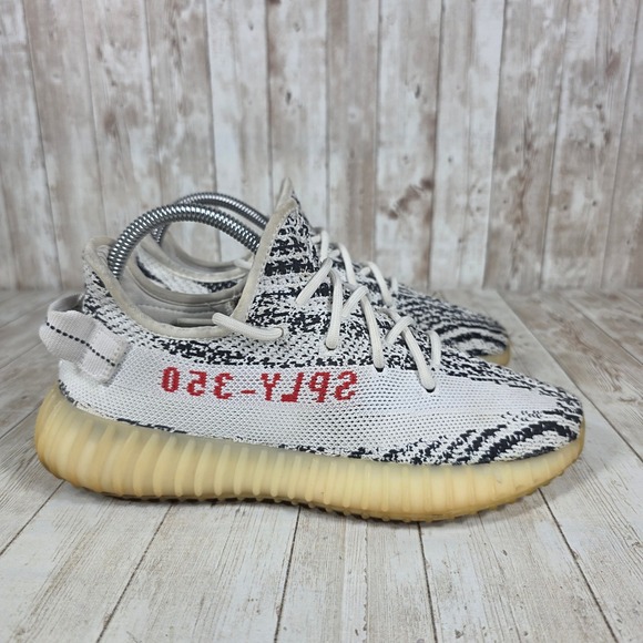 Adidas Yeezy Boost 350 V2 Zebra White Black Red Sneakers Mens Size 6 - Picture 1 of 8